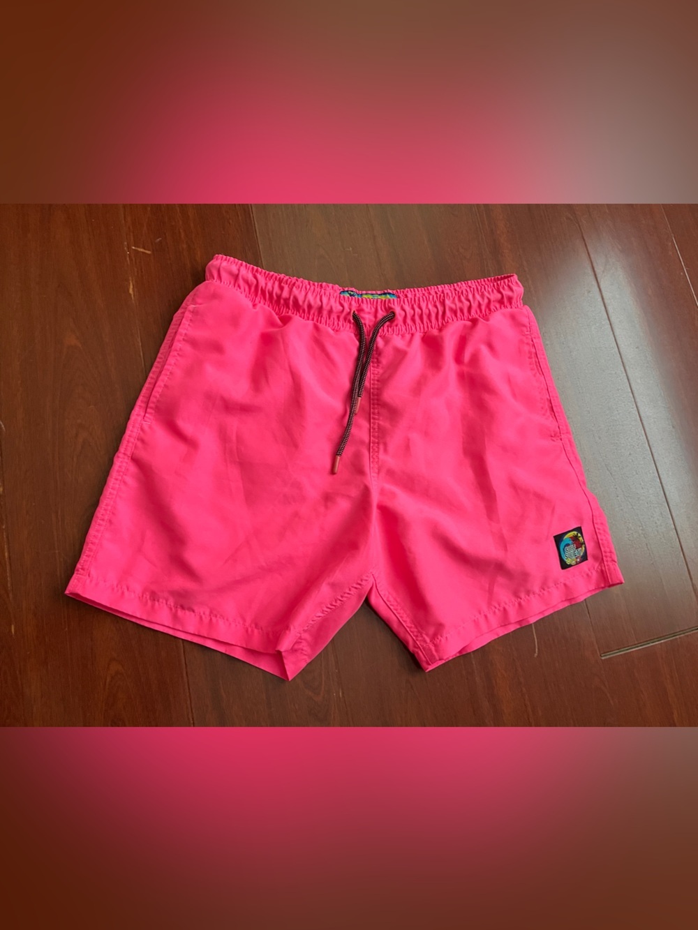 Society Hot Pink Athletic Drawstring Swim Shorts